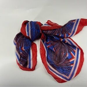 ✅ MICHAEL STARS RED/WHITE/BLUE 100%‎ SILK SCARF